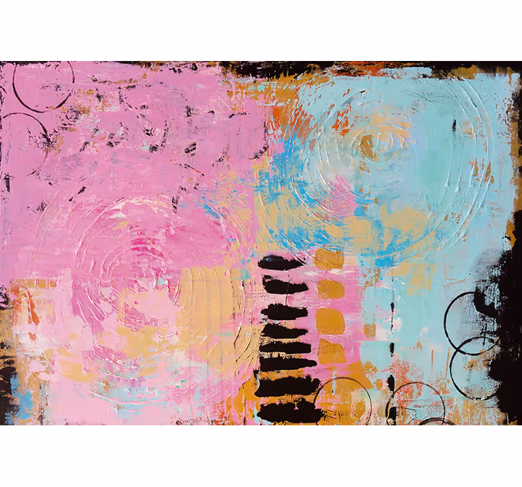 Rolgordijn woonkamer abstract schilderij origineel - TenStickers