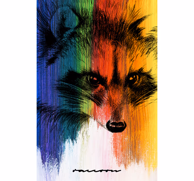 Rolgordijn woonkamer rainbow raccoon - TenStickers