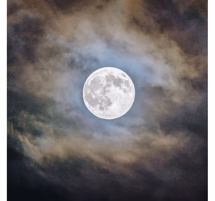 Rolgordijn woonkamer volle maan nacht - TenStickers