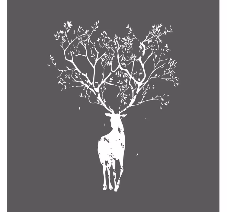Rolgordijn woonkamer tree stag - TenStickers