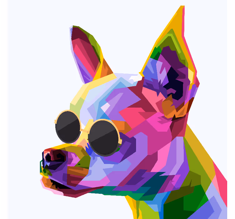 Rolgordijn woonkamer multicolor chihuahua met bril - TenStickers