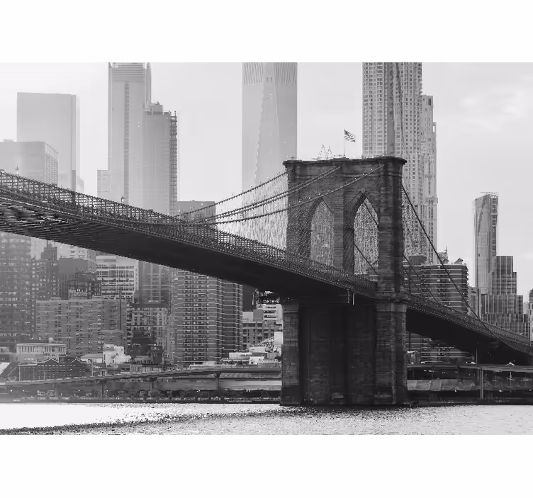 Rolgordijn woonkamer zwart-wit afbeelding brooklynbrug - TenStickers