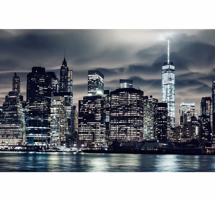 Rolgordijn woonkamer new york bij nacht - TenStickers