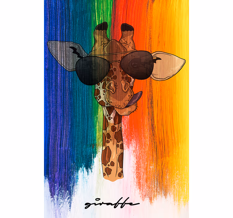 Rolgordijn woonkamer regenboog giraffe - TenStickers
