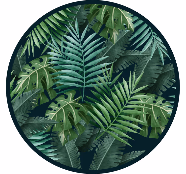 Rolgordijn groen cirkelvormige exotische groene bladeren - TenStickers