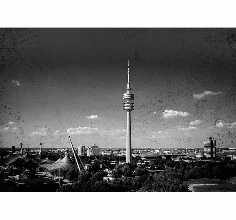 Rolgordijn woonkamer munich olympiapark skyline - TenStickers