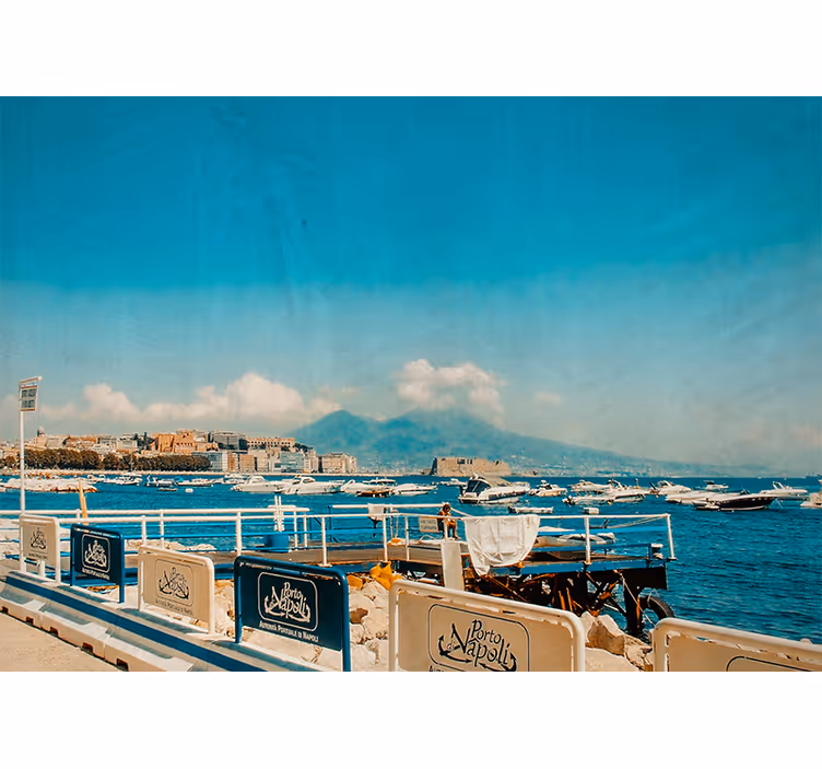 Rolgordijn woonkamer vesuvius aan zee napels landschap - TenStickers
