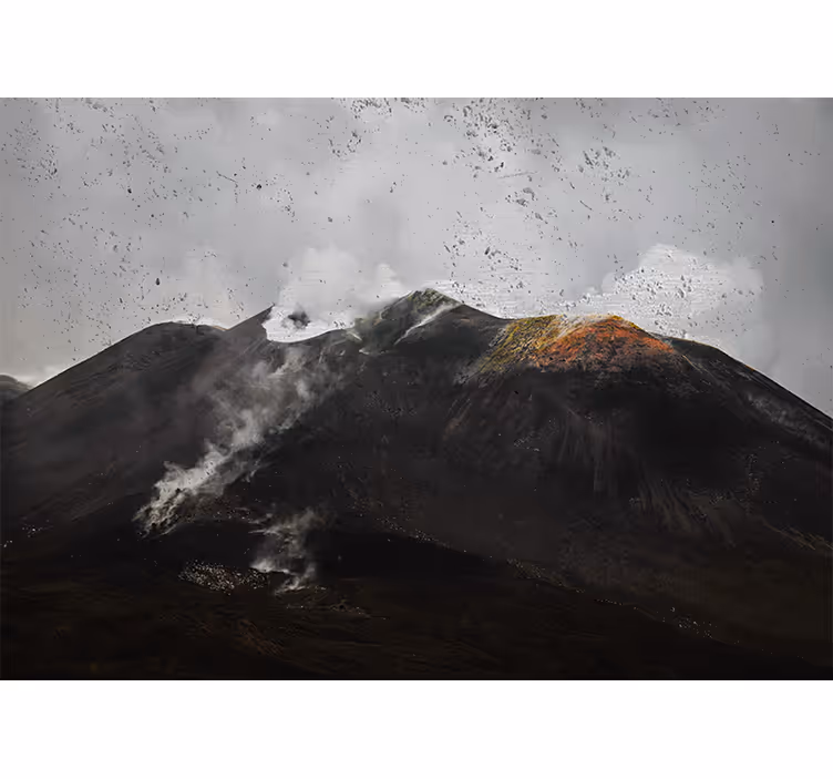 Rolgordijn woonkamer mistige etna landschap - TenStickers