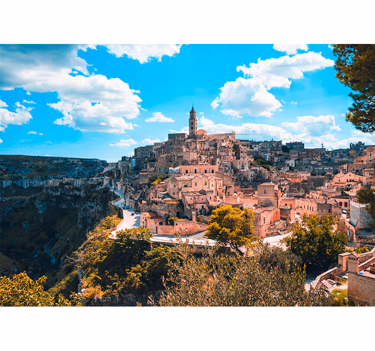 Rolgordijn woonkamer matera stadslandschap - TenStickers
