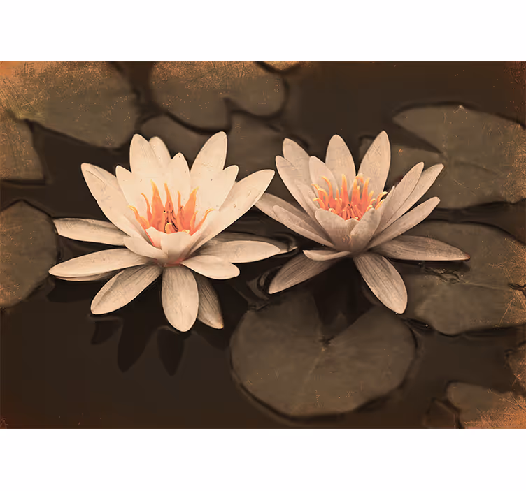 Rolgordijn woonkamer vintage lotus - TenStickers
