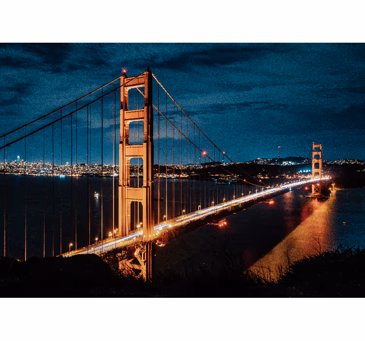 Rolgordijn woonkamer golden gate's avond - TenStickers