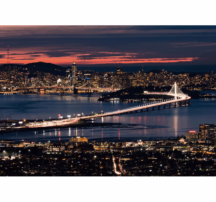 Rolgordijn woonkamer san francisco in de avond - TenStickers
