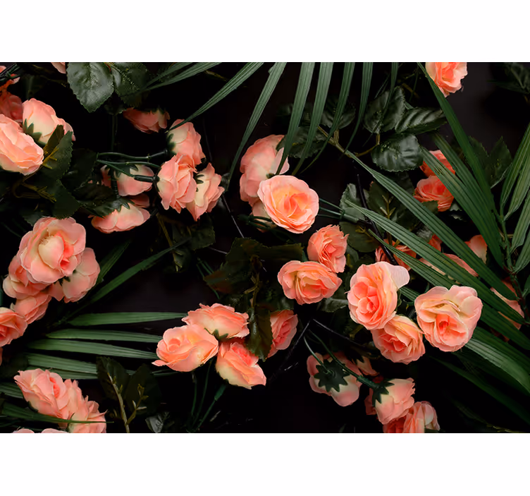 Rolgordijn woonkamer bloemen met palmen - TenStickers