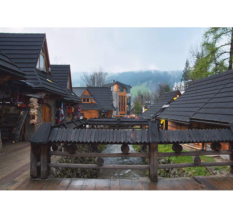 Rolgordijn woonkamer zakopane straat - TenStickers