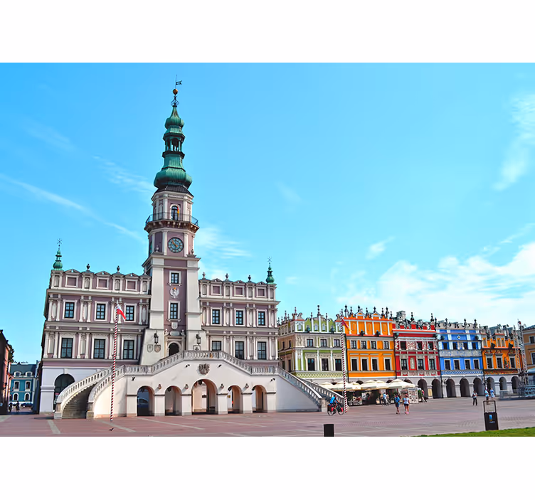 Rolgordijn woonkamer zamość stad - TenStickers