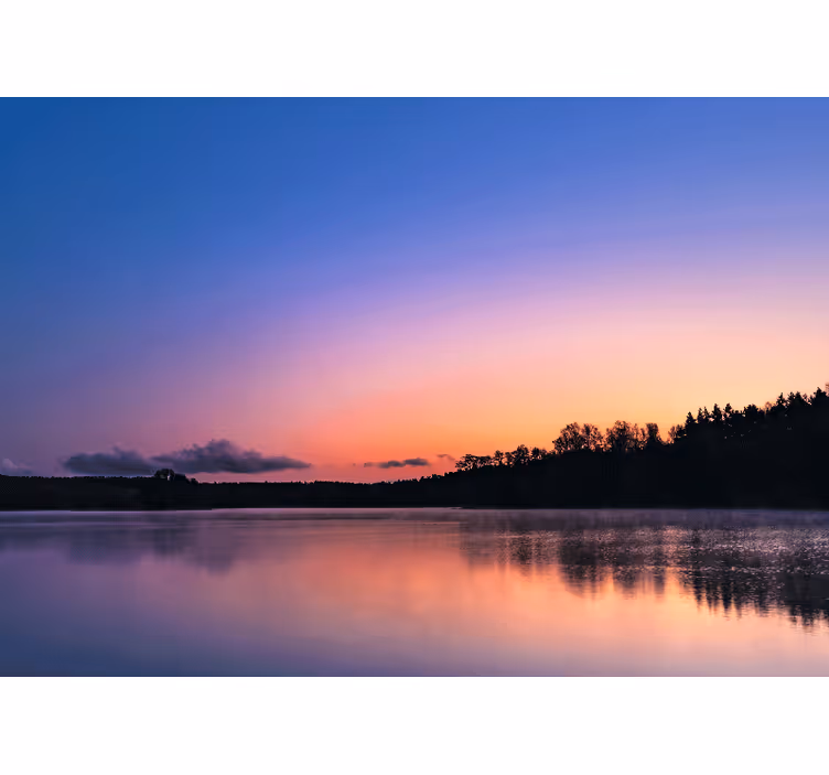 Rolgordijn woonkamer sunset mazury lake - TenStickers