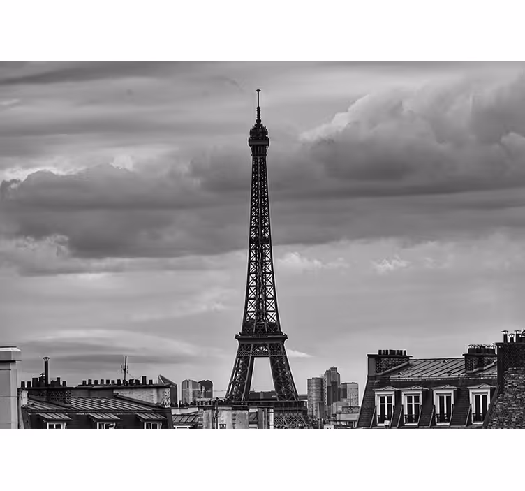 Rolgordijn woonkamer tour eiffel zwart-wit - TenStickers