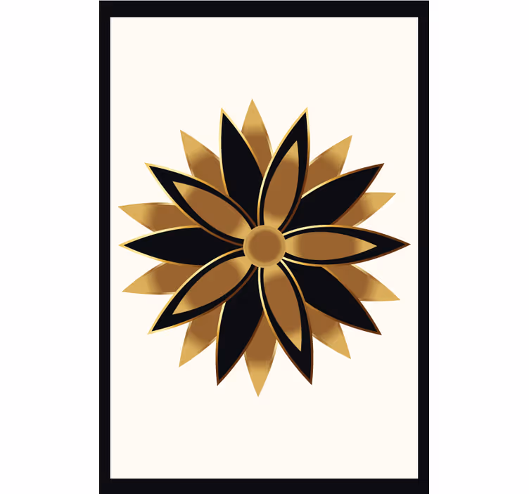 Rolgordijn woonkamer gouden bloemen - TenStickers