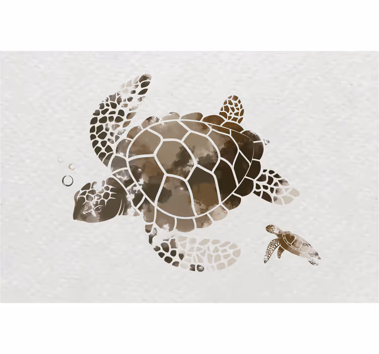 Rolgordijn woonkamer bruin aquarel schildpad - TenStickers