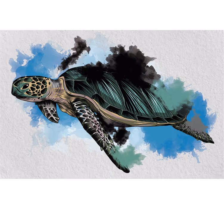 Rolgordijn woonkamer aquarel schildpad - TenStickers