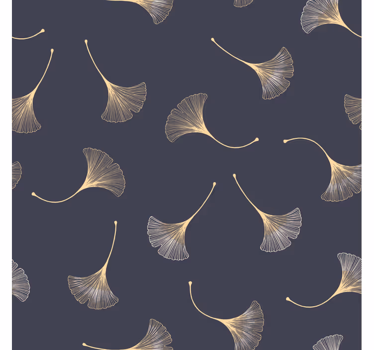 Rolgordijn woonkamer ginkgo blad marineblauw en goud - TenStickers