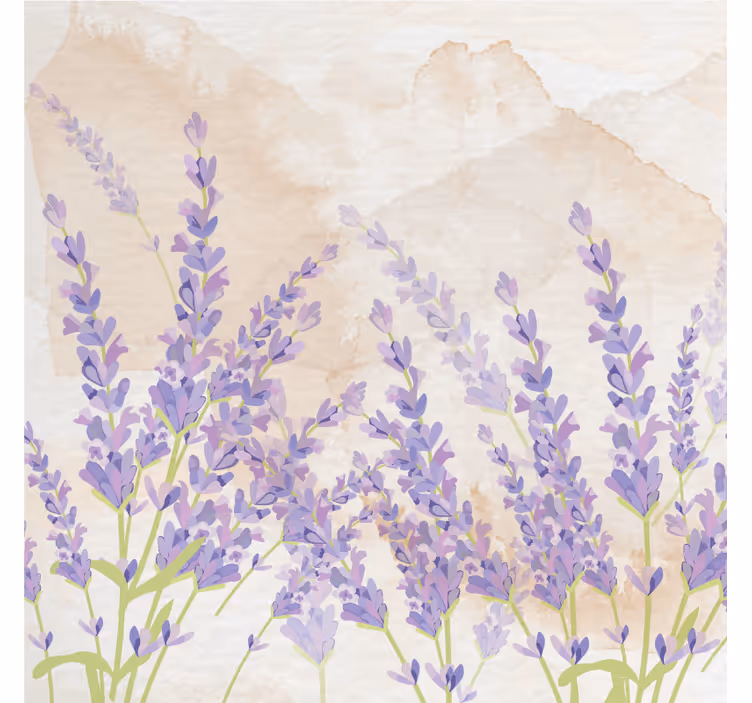 Rolgordijn woonkamer provençaals schilderij aquarel lavendel - TenStickers