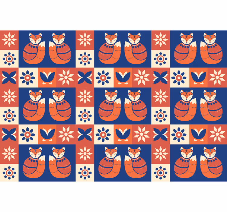 Rolgordijn woonkamer kleurrijk traditioneel dierenpatroon - TenStickers