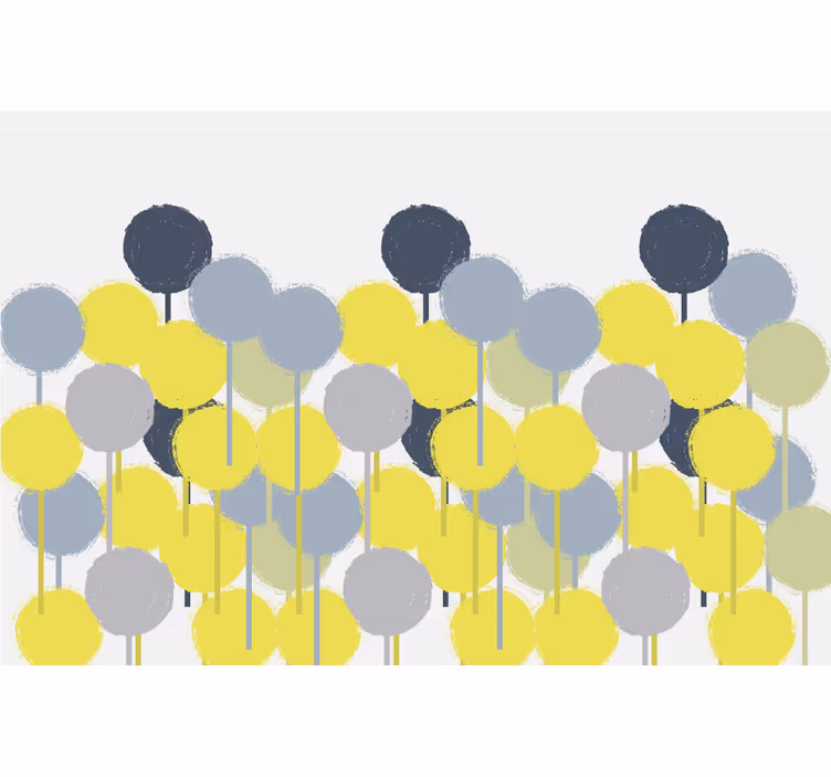 Rolgordijn woonkamer minimalistische gele en grijze cirkels - TenStickers
