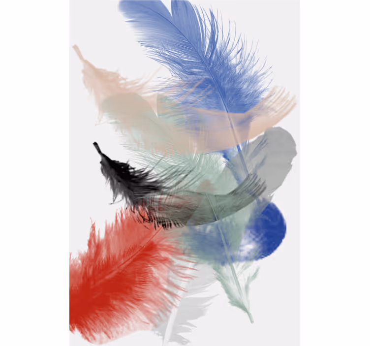 Rolgordijn woonkamer kleurrijk abstract veren design - TenStickers
