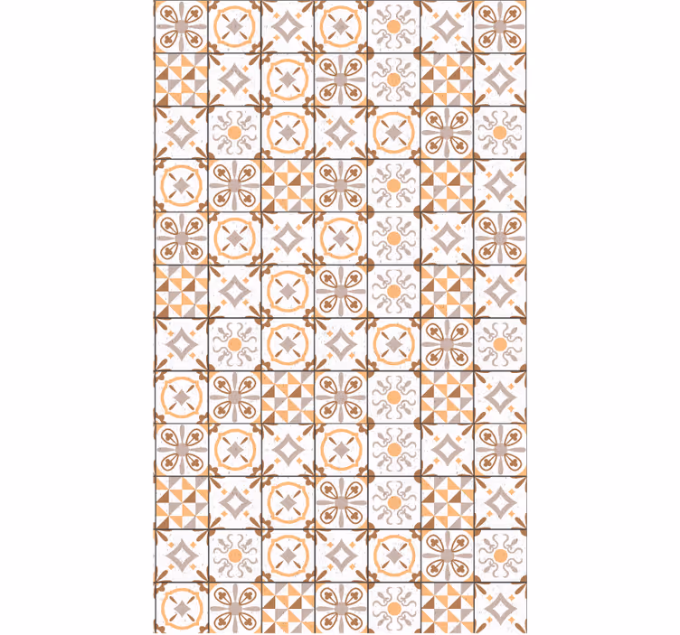 Rolgordijn beige met bruine vierkanten motief - TenStickers