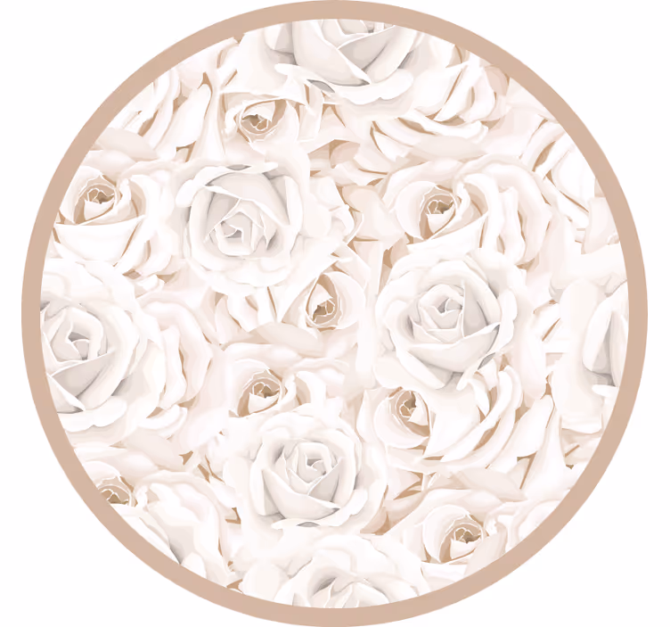 Rolgordijn beige met elegante witte rozen - TenStickers