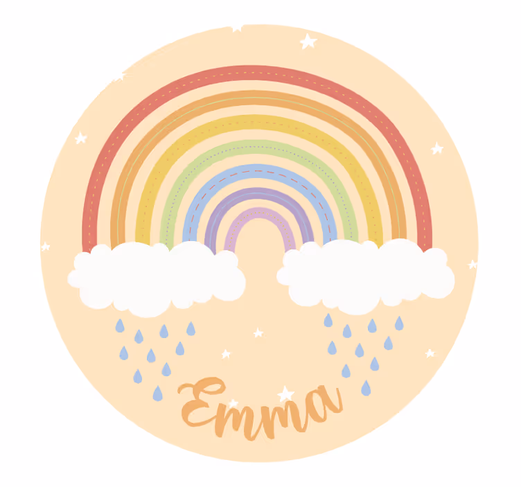 Rolgordijn beige waterverf regenboog met naam - TenStickers