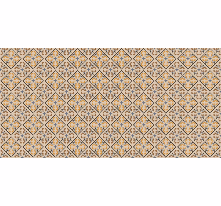 Rolgordijn beige goud en blauw barokpatroon - TenStickers