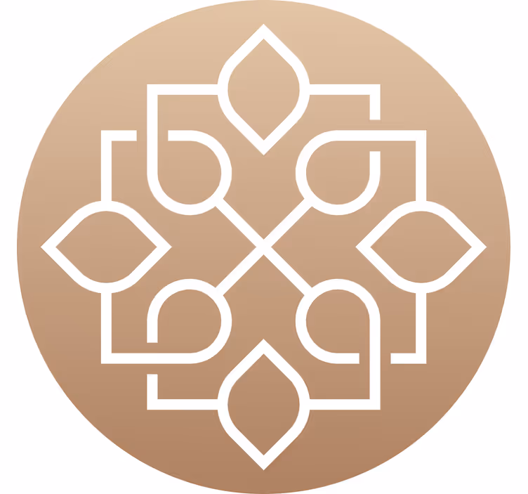 Rolgordijn beige met eenvoudig geometrisch mandala ontwerp - TenStickers