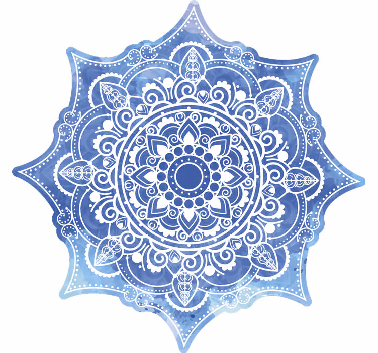 Rolgordijn slaapkamer aquarella blauwe mandala - TenStickers