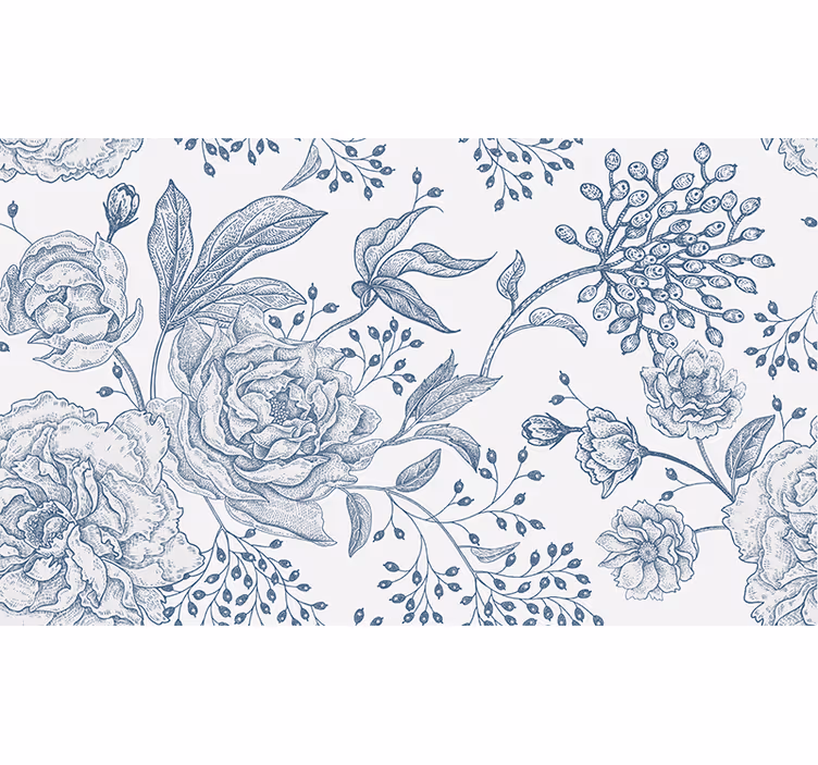 Wit rolgordijn retro stijl bloemenprint - TenStickers