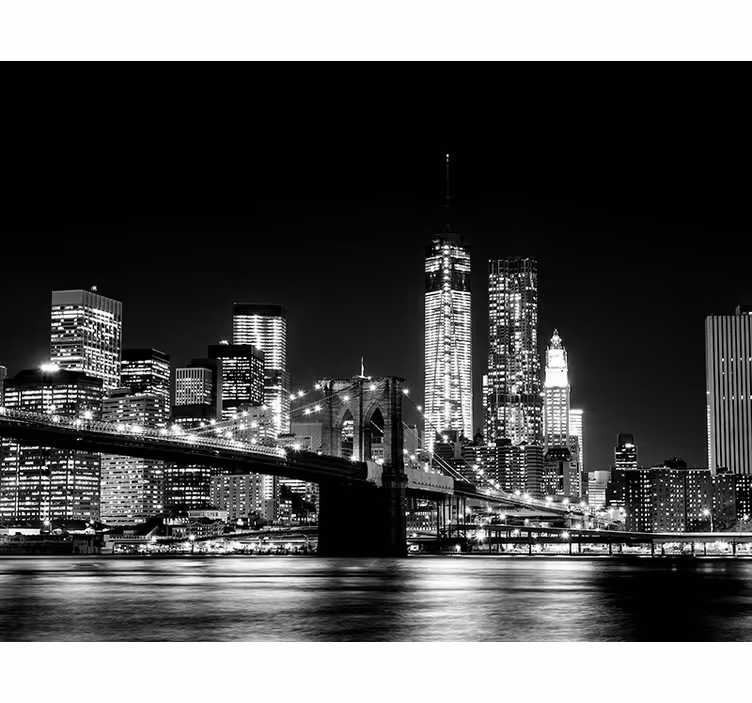 Rolgordijn grijs fotomuur new york oost rivier - TenStickers