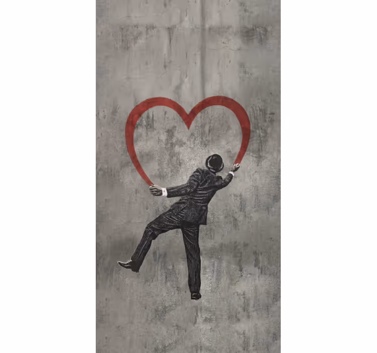 Rolgordijn grijs banksy hart graffiti - TenStickers