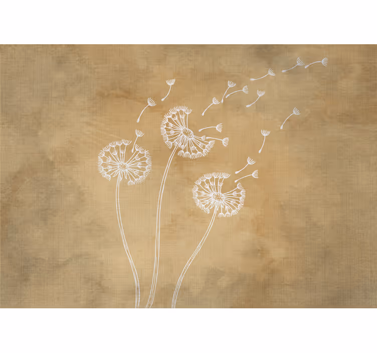 Rolgordijn beige paardenbloemen met en zonder bloemblaadjes - TenStickers