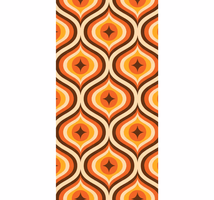 Rolgordijn vintage 70s oranje patroon - TenStickers