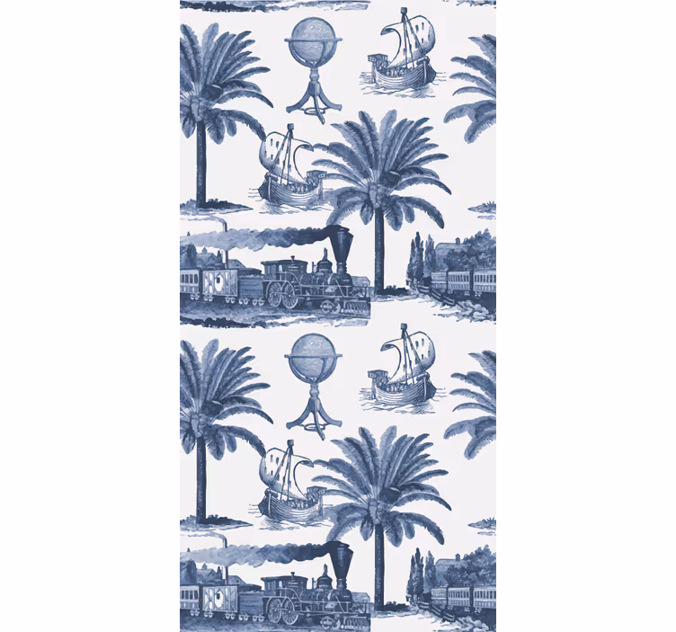 Rolgordijn vintage frans vintage patroon in blauw - TenStickers