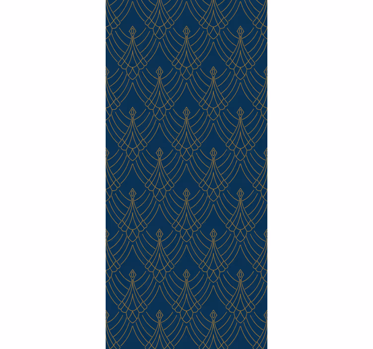 Rolgordijn vintage blauw en goud kunstdecor stijl - TenStickers