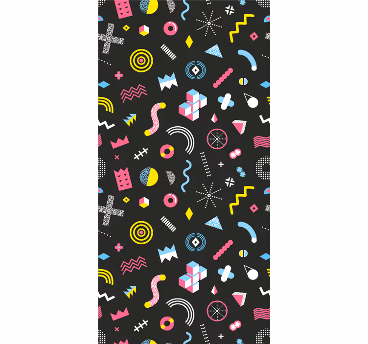Rolgordijn vintage memphis geometrisch kleurrijk patroon - TenStickers