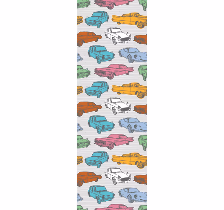 Rolgordijn vintage kleurrijke klassieke auto’s - TenStickers