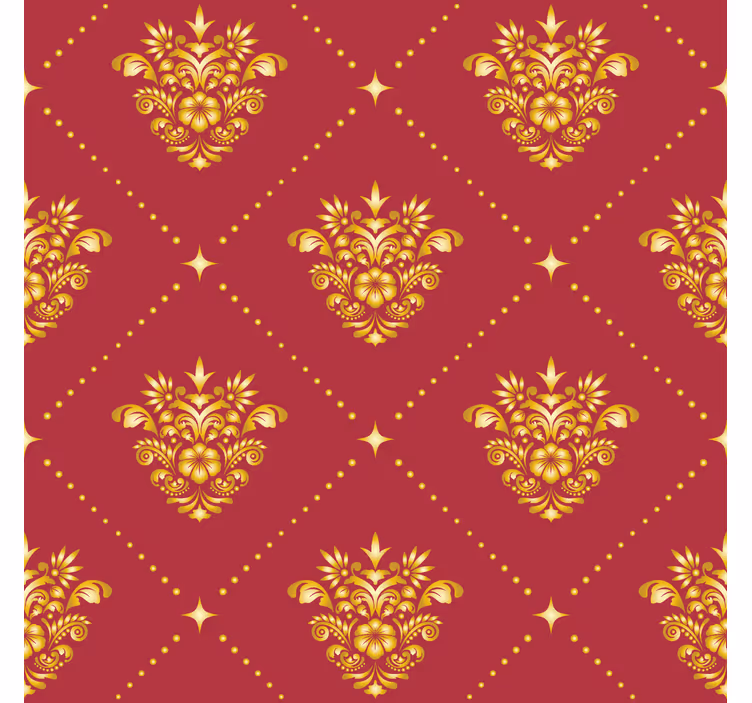 Rolgordijn vintage gouden damastpatroon - TenStickers