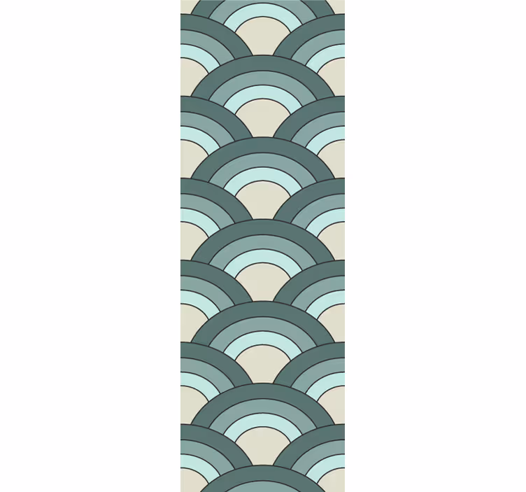 Rolgordijn vintage blauw geschakeerd schubbenpatroon - TenStickers