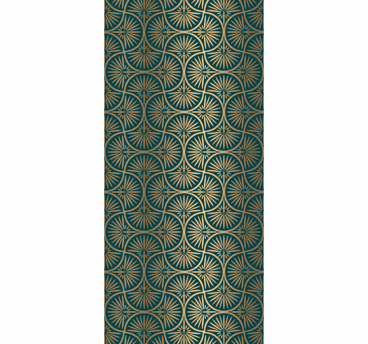 Rolgordijn vintage turquoise en gouden kunststijl - TenStickers