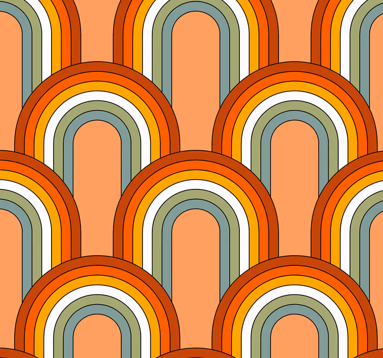 Rolgordijn vintage 70s regenboogpatroon - TenStickers