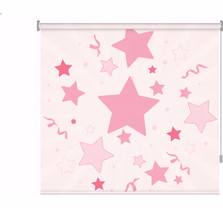 Rolgordijn roze met grote roze sterren - TenStickers