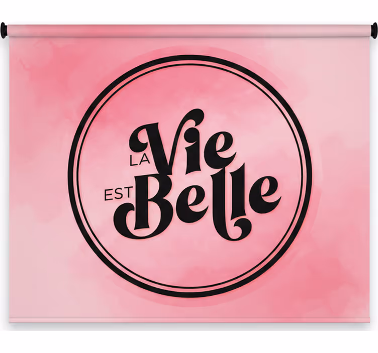 Rolgordijn roze met zwarte tekst op een roze achtergrond - TenStickers